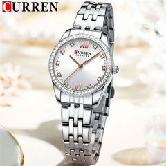 CURREN Women's Wrist Watch 9087 Fashion Brand Luxury Stainless Steel Bracelet Watch Classic Design - SILVER