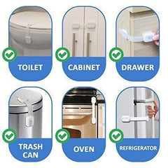 HAVENHAUSE Child Safety Lock for Refrigerator, Cabinet, Drawer, Freezer & Door with 2 Extra Strong Adhesives - White (Pack of 4 White)