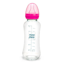 Mee Mee Mee Premium Glass Feeding Bottle, 240 Ml, Pink