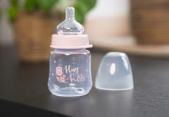 nip Nip, Wide Neck PP Bottle, Round Teat-S, Silicone-Made, With Integrated Anti-Colic Vent, 150 ml, Hug & Kiss Pink