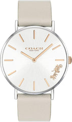 Coach Women's Perry Light Gray Leather Strap Watch 36mm 14503116