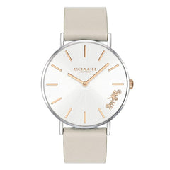 Coach Women's Perry Light Gray Leather Strap Watch 36mm 14503116