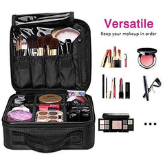 Onesea Travel Makeup Case, Cosmetic Organizer Bag Makeup Train Case With Compartment Makeup Bursh Set Storage Bag (Black)