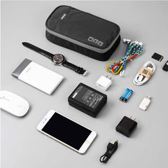 Bhuuno Acoki Travel Carry Bag,Electronic Accessories Thicken Cable Organizer Bag Portable Case for Hard Drives, Cables, Black(S)