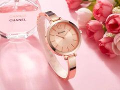 CURREN Ladies Analog Watch Rose Gold Stainless Steel Case Rose Gold Dial Rose Gold Stainless Steel Bracelet