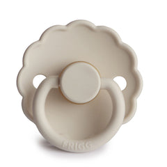 FRIGG Daisy Latex Pacifier 6-18 Months | Soothing Comfort Pacifiers with Click-Lock System | 1 Pack Natural Rubber Soothers | Food Safe with Timeless Elegance — Sandstone