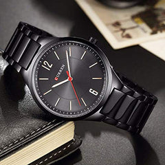 CURREN 8280 Male Quartz Watch Ultra-Thin Dial Stainless Steel Band Luminous Men Wristwatch Watches Relogio Masculino - BLACK