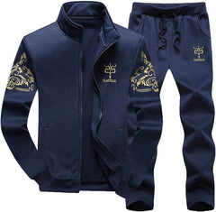 PASOK Men's Casual Tracksuit Full Zip Running Jogging Athletic Sports Jacket and Pants Set - Blue