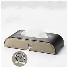MELBIZ Car Tissue Box in PU Leather for Mazda Mazda3 CX-5 CX-7 CX-50 CX-30 CX-60 Rear Seat Towel Holder Organizer Tissue Holder Emblem Accessories,Black