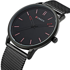 CURREN Men's Analog Watch Gun Metal Steel Case Black Dial Black Stainless Steel Bracelet