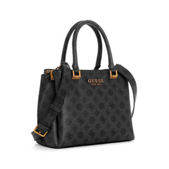 GUESS Women Fynna Satchel Handbag, Coal Logo