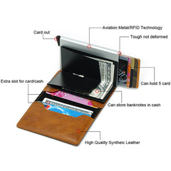 Lekla Hight Quality Wallets Men Money Bag Mini Purse Male Vintage Brown Leather Card Holder Wallet Small Smart Wallet Pocket Credit Card Holder Credit Card Wallet (Brownish yellow)