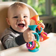Fat Brain Toys Pipsquigz Loops – Teal, Vibrant Silicone Suction Cup Toy for Babies, Sensory Exploration, Fine Motor Skills Development, Rattling Sounds, and Soothing Gum Relief