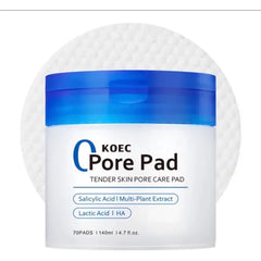 KOEC Clean Pore Toner Pads 2.0 – AHA/BHA Niacinamide Exfoliating Facial Pads (70 Count, 2-Pack)