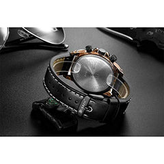 Curren Quartz Analog Watch Leather Band Wristwatch with Date Display, 8310 - Black