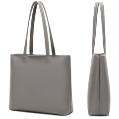 MEEGIRL Ladies Tote Bags Simple PU Leather Handbags Work School Shopping Bags for Women with Zip and Inner Pocket - Dark Grey