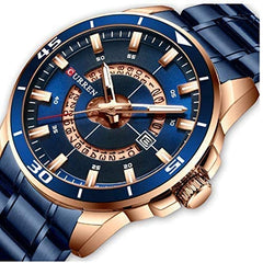 CURREN Quartz Chronograph Analogue Black Men wrist watch CR-8359-Rose Gold Blue