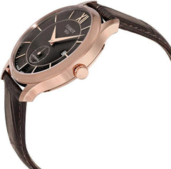 Tissot Mens Tissot Tradition Automatic Small Second 316L Stainless Steel case with Rose Gold PVD Coating Automatic Watch, Brown, Leather, 20 (T0634283606800), Brown
