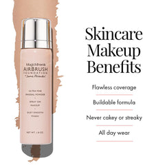 Jerome Alexander MagicMinerals AirBrush Foundation, Spray Makeup with Skincare Active Ingredients, Ultra-Light, Buildable, Full Coverage Formula (Dark Espresso)