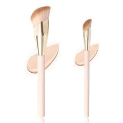 Angled Cream Foundation and Small Under Eye Concealer Brush Set, Pink Nose Liquid Contour Blush Brushes Kit, Slanted Domed Gold Highlighter Foundcealer Brush,Small Makeup Brush for Dark Circles, 2pcs