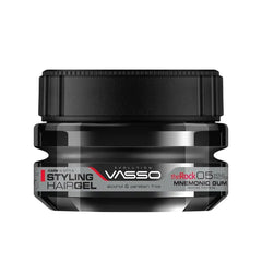Vasso Hair Styling Gel For All Hair Types | Ultra Hold and Wet Look, Memory Foam, 24-Hour Effect, MNEMONIC GUM theRock - 250 ml