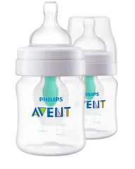 AVENT Philips Anti-Colic Baby Bottle with AirFree 4oz, 2pk, SCF400/24,Clear