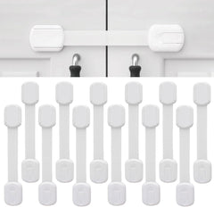 ECVV 12PCS Child Safety Locks White Baby Safety Latches Adjustable Child Proof Cabinet Latches 3M Adhesives Multi-Purpose Baby Locks for Furniture Door Fridge Oven Toilet
