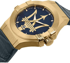 Maserati Men's Potenza R8851108035 Blue Leather Quartz Fashion Watch, Blue, Modern