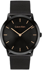 CALVIN KLEIN UNISEX'S BLACK DIAL IONIC PLATED BLACK STEEL BRACELET WATCH - 25300002