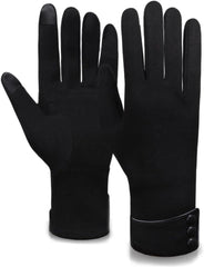Tomily Womens Touch Screen Phone Fleece Windproof Gloves Winter Warm Wear - Black / khaki