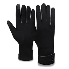Tomily Womens Touch Screen Phone Fleece Windproof Gloves Winter Warm Wear - Black / Grey