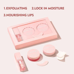 NIKITA.VIVI - Lip Care Lip Set | 3 in 1 Sugar Lip Scrub, Lip Mask & Lip Glow Oil | Exfoliant Hydrating Moisturizing Plumping Lip Glow Lip Care Set | Peach Lip Gloss with Vitamin C | Lip Plumper Gloss