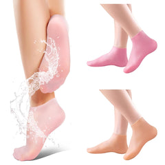 Paratoland 2 Pairs Silicone Socks for Dry Cracked Feet - Silicone Moisturizing Socks for Women - Foot Care Silicone Socks - Spa Gel Socks Foot Care After Pedicure