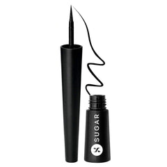 Sugar Cosmetics Gloss Boss 24H Gel Eyeliner with Brush | Smudge & Water Proof - 01 Back in Black (Black Eyeliner) | 3 ml