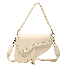PURFANREE Women Trendy Saddle Shoulder Bag Clutch Purse Underarm Handbag Satchel HandBag Crossbody Bag - Cream