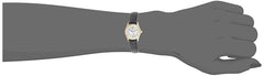Casio Womens Quartz Watch, Analog Display and Leather Strap Black/Gold/White