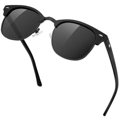 KANASTAL Polarized Horn Rimmed Sunglasses for Men and Women, Classic Half Frame Sun Glasses, Semi Rimless Shades for Womens 100% UV400 Protection Driving