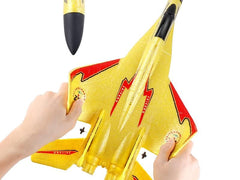 Rc Plane, Remote Control Airplanes, 2.4 Ghz RC Plane Ready to Fly, Easy to Fly RC Glider Aircraft, Jet Fighter Toys Gift for Beginner Adult Kids, Includes Battery, 6-axis Gyro, Cool Light (YELLOW)
