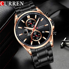 CURREN 8368 Men's Simple Six-pin Round Large Dial Quartz Watch Calendar Water-resistant