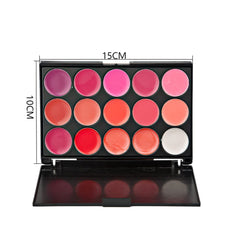 Beautishop Matte Long Lasting Professional 15 Colors Non-Sticky Lip Gloss Palette Set