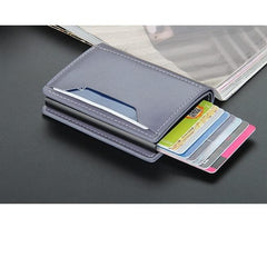 TERRIFI Slim Wallet for Men RFID Smart Front Pocket Minimalist Leather Wallet Antimagnetic Anti Theft Medium Deposit ID Money Bank Card Size Men Gift Brown