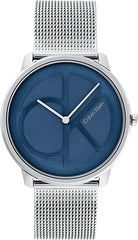 Calvin Klein Iconic Mesh - 40Mm Unisex's Blue Dial, Stainless Steel Watch + Calvin Klein Channeled Metal, Men's Bracelet