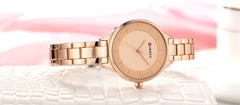 CURREN Ladies analog watch rose gold stainless steel case rose gold dial rose gold stainless steel bracelet