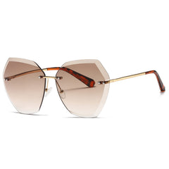 AEVOGUE Sunglasses For Women Oversized Rimless Diamond Cutting Lens Sun Glasses AE0534
