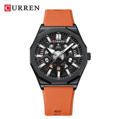 CURREN Men's quartz, sports brand Luxury Original Waterproof with calendar and rubber strap, 8437 - Orange