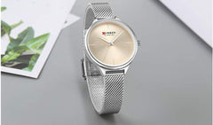 Curren Quartz Watches for Women's CURREN Original Brand Waterproof Girls Steel Wrist Watch 9062 - Gold