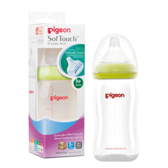 Pigeon Softouch Peristaltic Plus Wide Neck Nursing Plastic Bottle, 100% Silicone Nipple, Bpa & Bps Free, 240ml, Multicolor