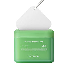Mediheal Teatree Trouble Pad | Square Cotton Facial Toner Pads With Tea Tree & Lactobacillus | Soothing Pads To Calm Sensitive & Acne Prone Skin-| Vegan Face Gauze Pads | 100 Pads