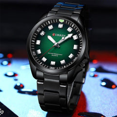 CURREN New Model CURREN-men's analog quartz wristwatches, stainless steel bracelet, luminous hand watch, simple, business, fashion brand, 8451 - BLACK GREEN