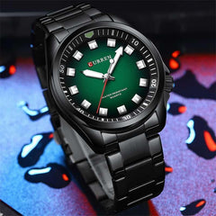 CURREN New Model CURREN-men's analog quartz wristwatches, stainless steel bracelet, luminous hand watch, simple, business, fashion brand, 8451 - BLACK GREEN